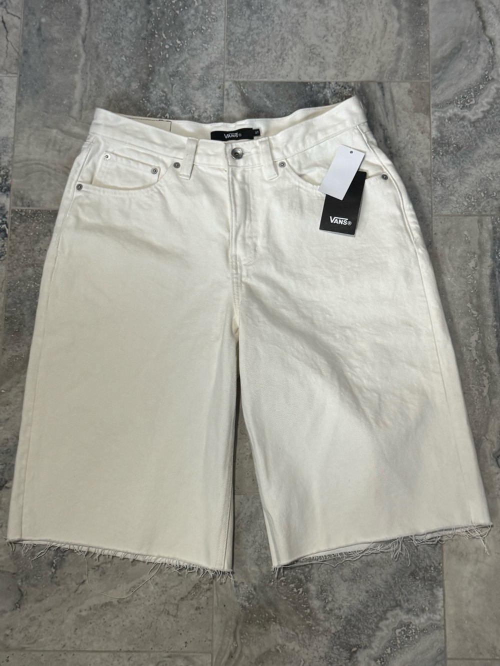 Vans Women's Off-White Denim Shorts with Raw Hem